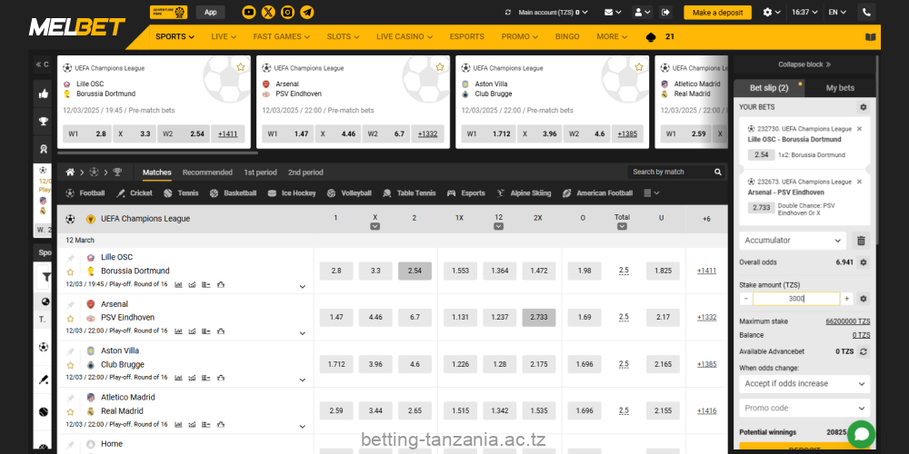 To make sports predictions on Melbet Tanzania website, you need to follow the following sequence of actions