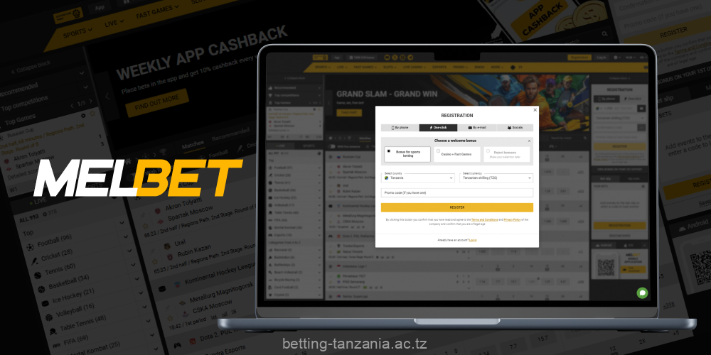 Players from Tanzania will need an account to bet and participate in promotions on Melbet's website