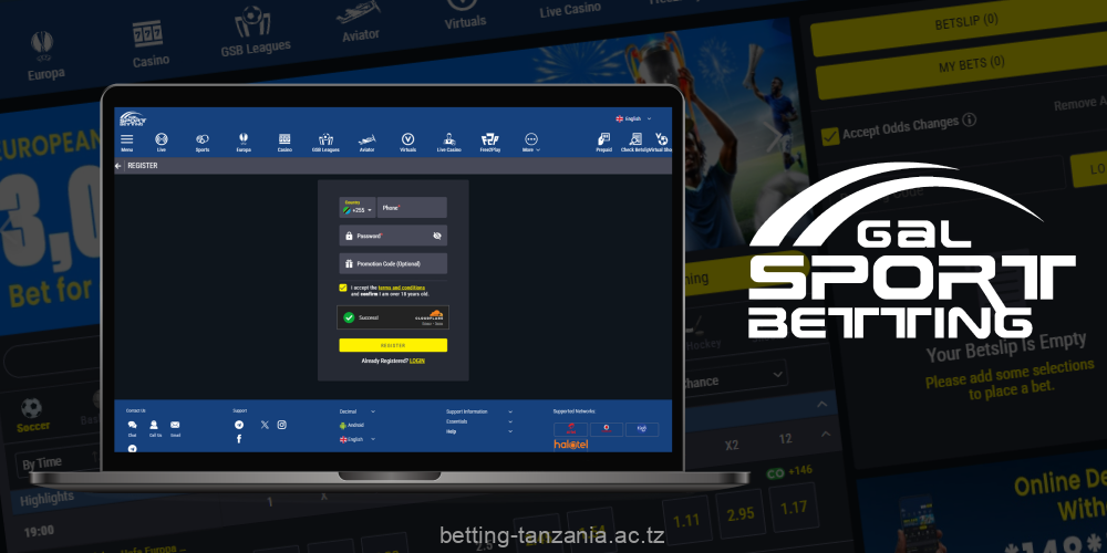 Creating a Gal Sport Betting account is simple for Tanzanian users