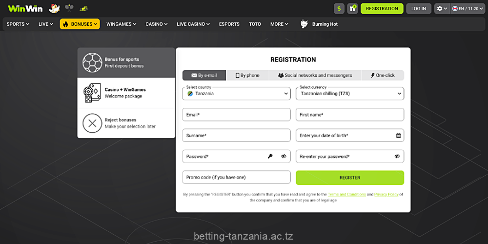 Registration at WinWin gives users from Tanzania access to all the platform's features