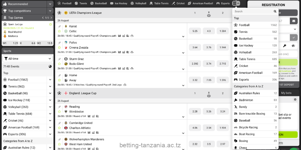 WinWin Tanzania offers a wide range of bets on popular sports, as well as local and international championships